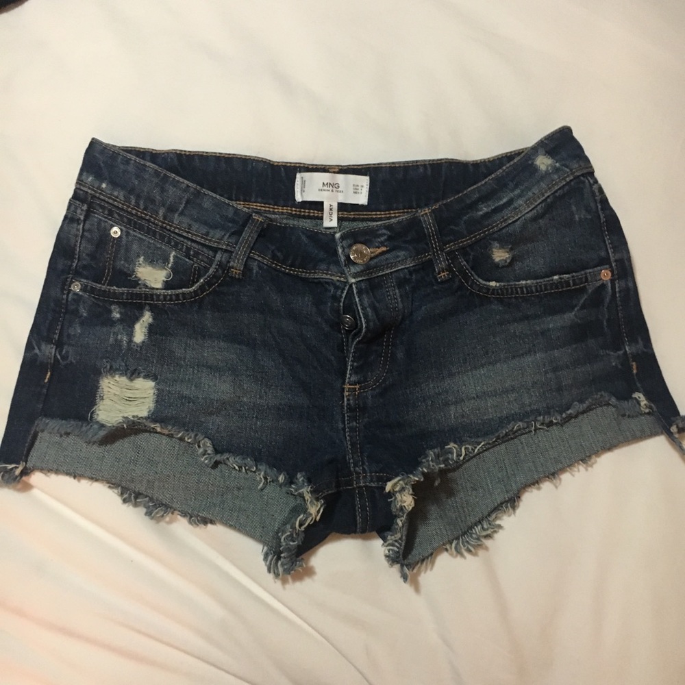 MNG short short dark wash denim shorts. Size 4